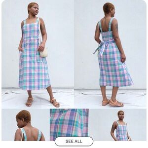 Clare V size S madras apron dress with pockets.